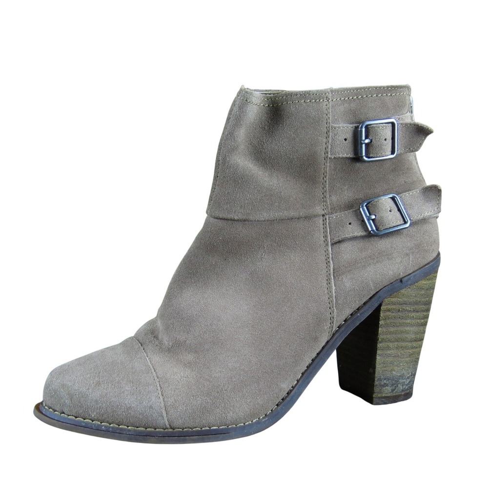 Jessica Simpson Clarah Taupe Suede Leather Booties Women's Size 9M Block Heel